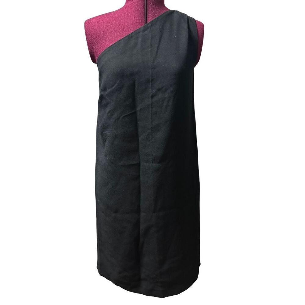 MASSIMO DUTTI One Shoulder Dress SIZE 6 Black Asymmetric Sheath NWT